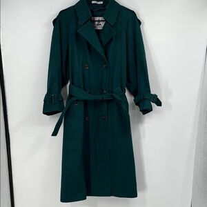 Misty Harbor Emerald Green Trench Coat Jacket Size 6 Petite